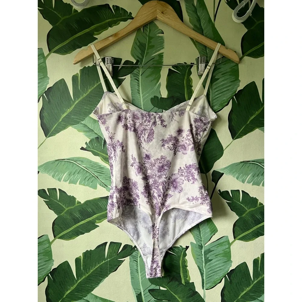 Free‎ People Floral Night Rhythm Corset Bodysuit Women Medium Ivory Combo NWT